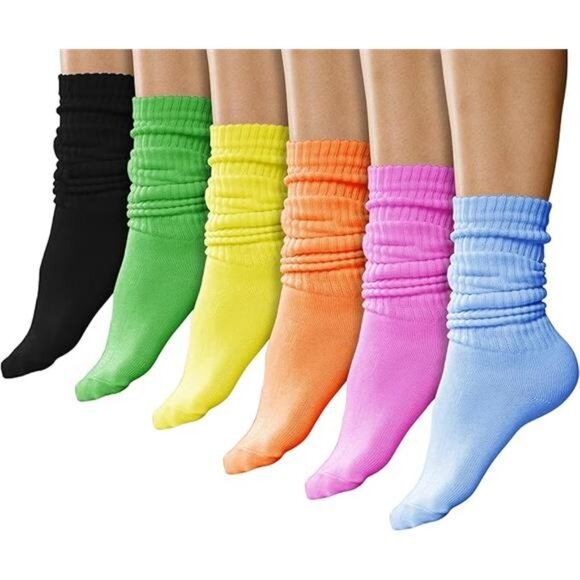 6 Pairs Slouch Socks for Women, Soft Extra Long Scrunch Knee High - Picture 14 of 14